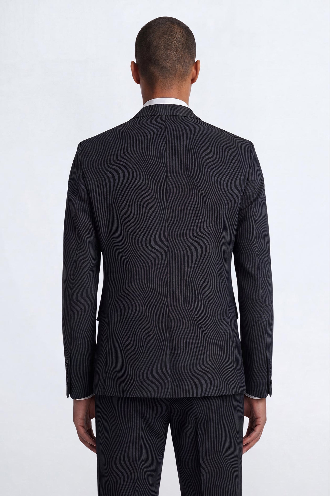Elio Charcoal Flock Suit Jacket