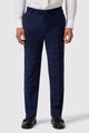 Barlow Slim Fit Navy Wool Check Trousers