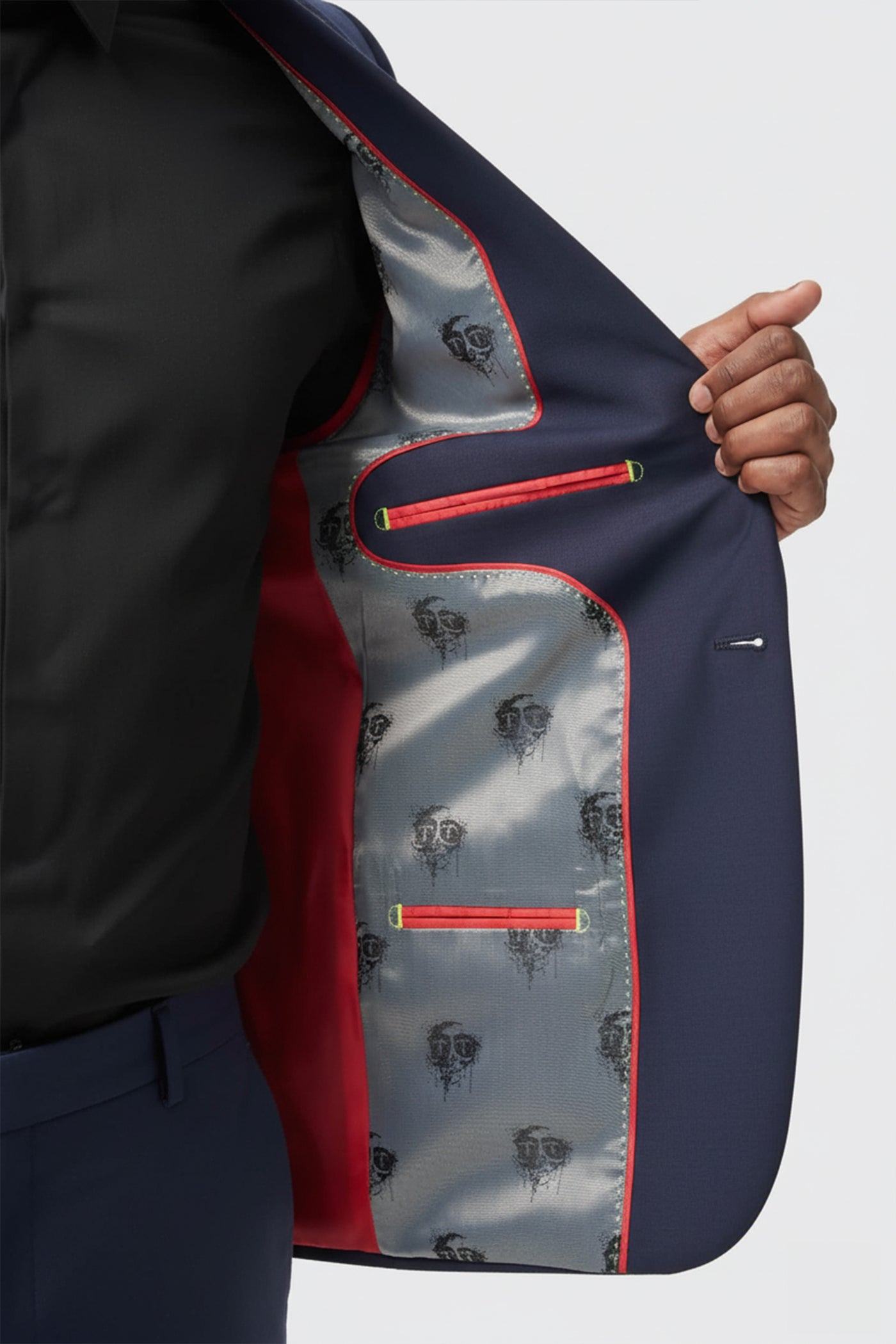 Carson Slim Fit Navy Metal Studded Suit