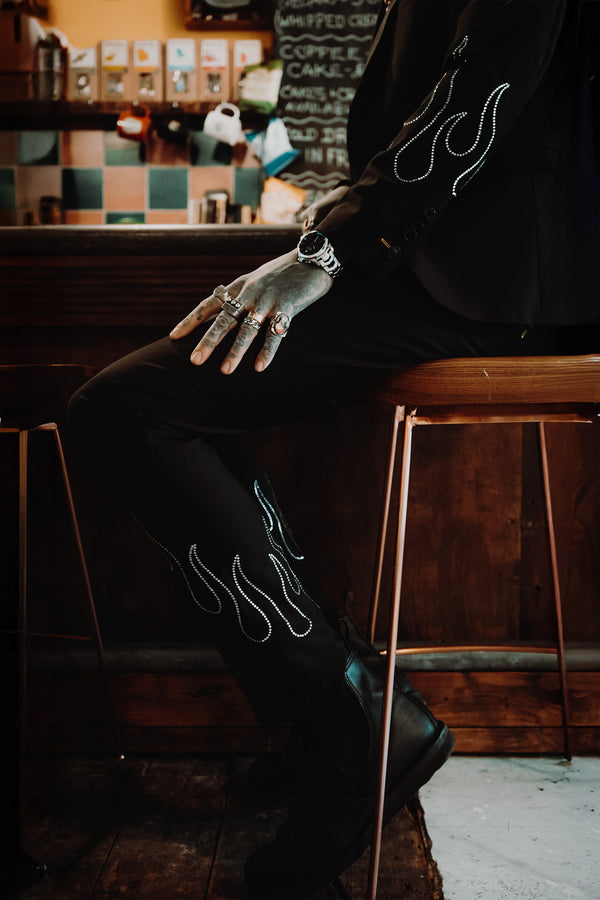 Crystal Skinny Fit Black Wool Trousers
