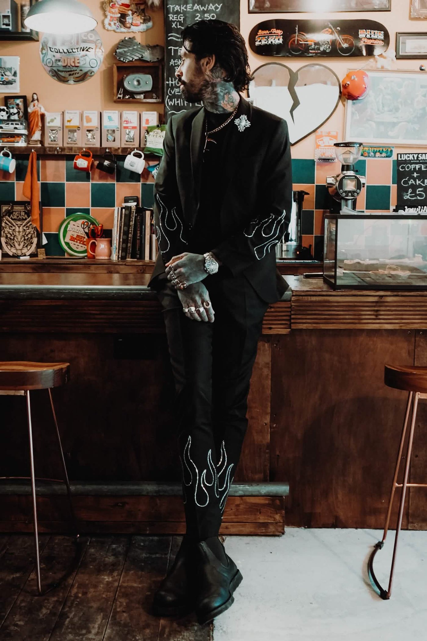 Crystal Skinny Fit Black Wool Jacket