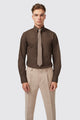 Chilwell Slim Fit Brown Cotton Shirt - ARCHIVE