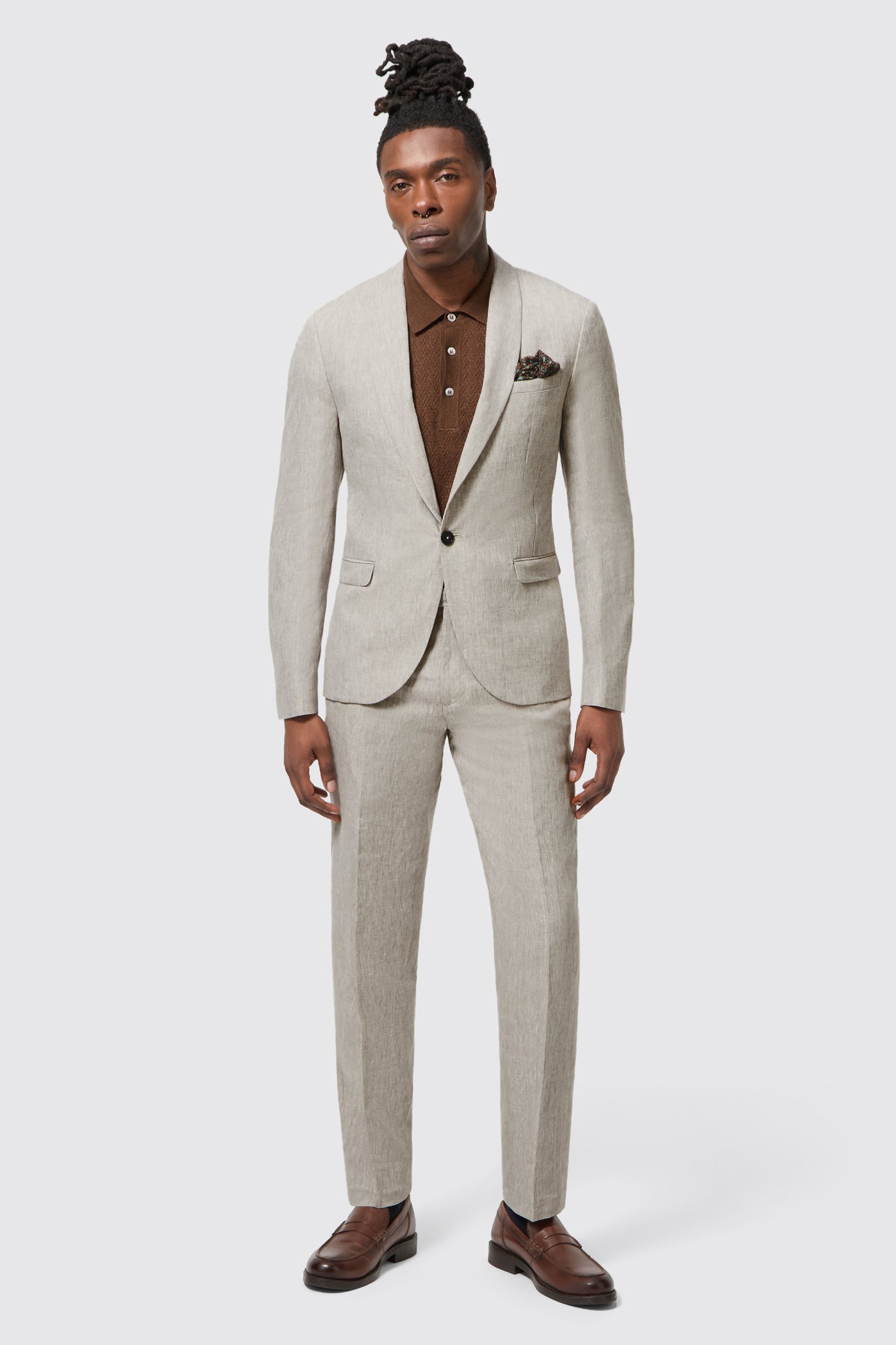 Claremont Slim Fit Grey Linen Suit