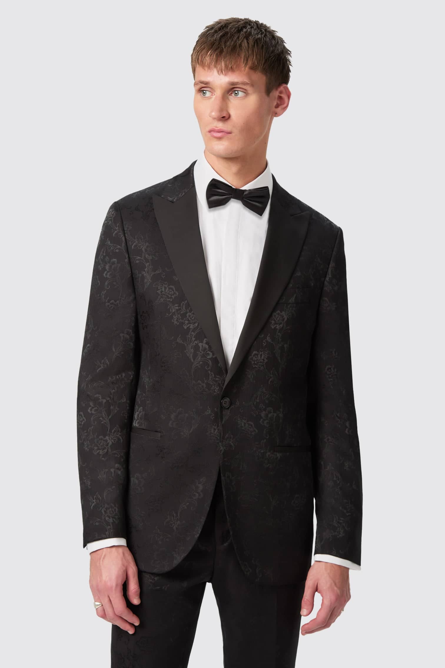 Compt Slim Fit Black Floral Jacquard Jacket – Twisted Tailor