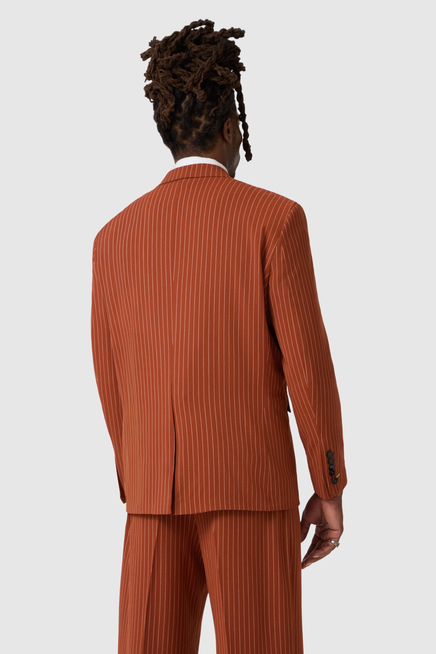 shige　URU tokyo 21fw orange coat Syrah Oversized Burnt Orange Pinstripe Jacket