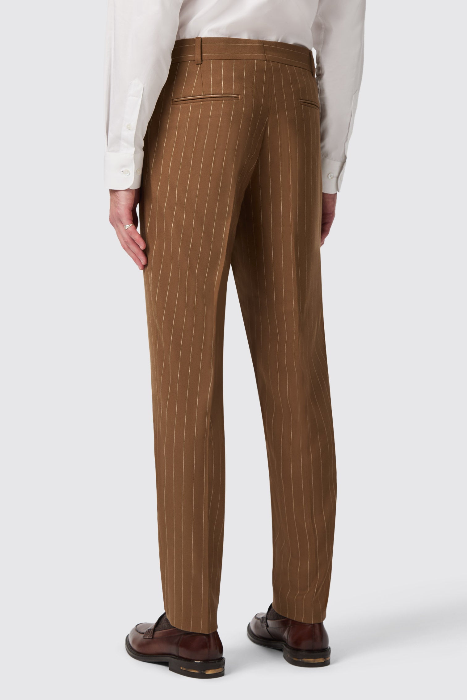 Cuttel Slim Fit Brown Pinstripe Pants — Twisted Tailor