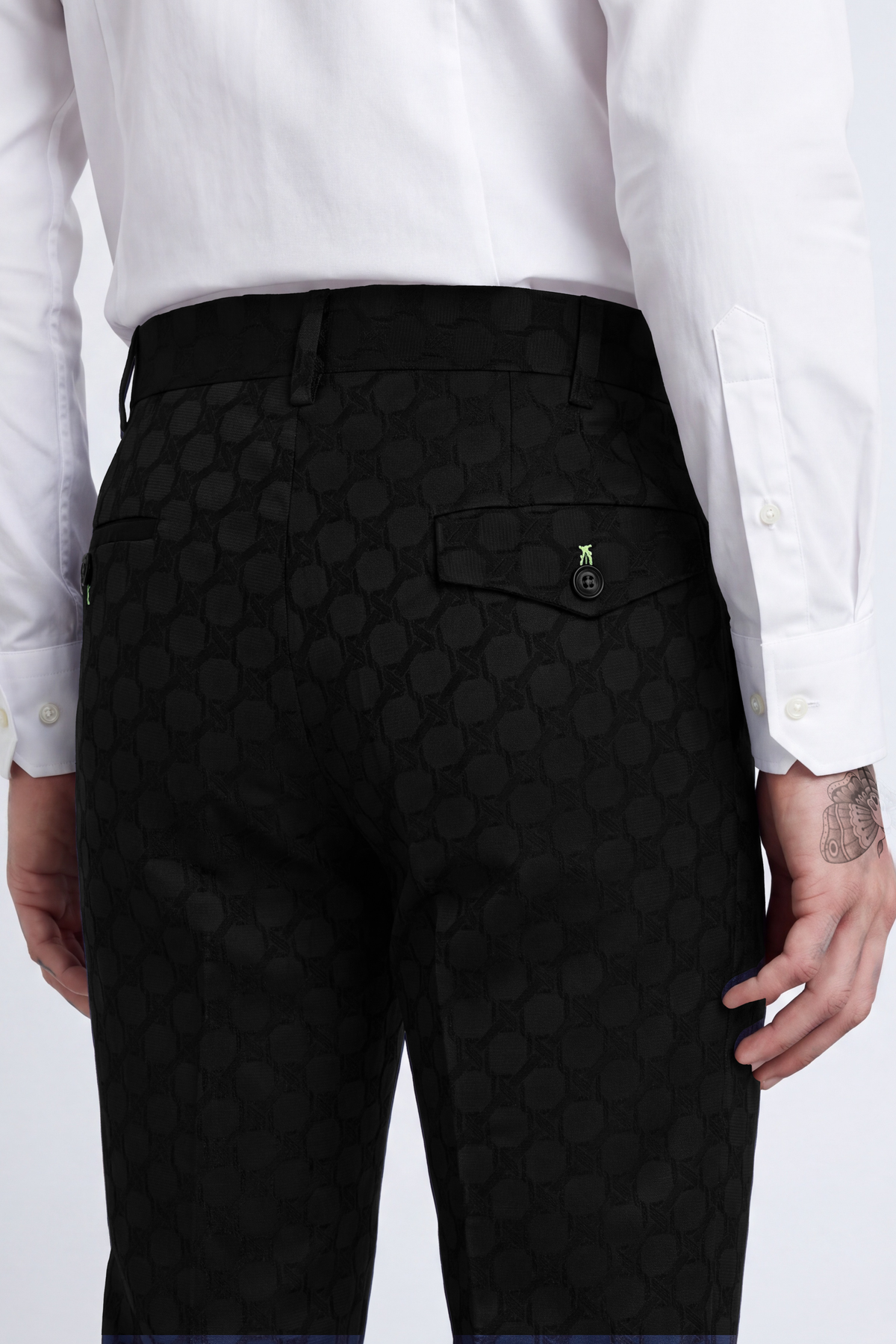 Papatya Slim Fit Black Jacquard Suit
