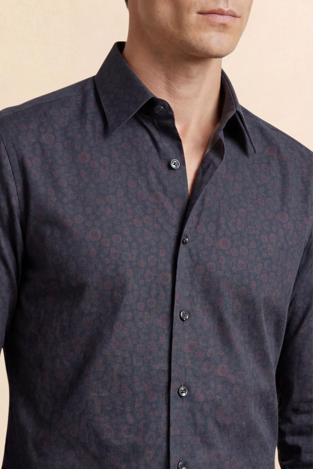 Ayla Navy Geometric Cotton Print Shirt