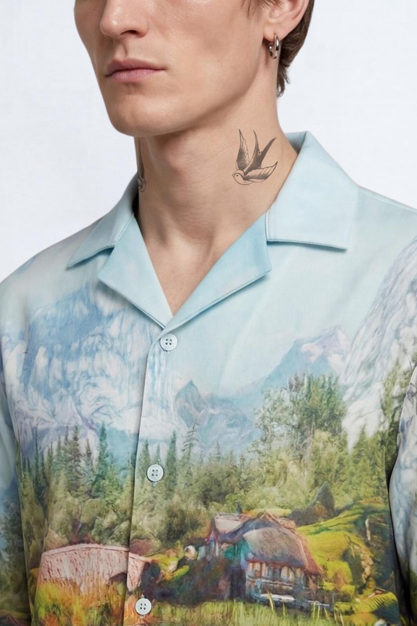 Lorcan Landscape Print Revere Shirt