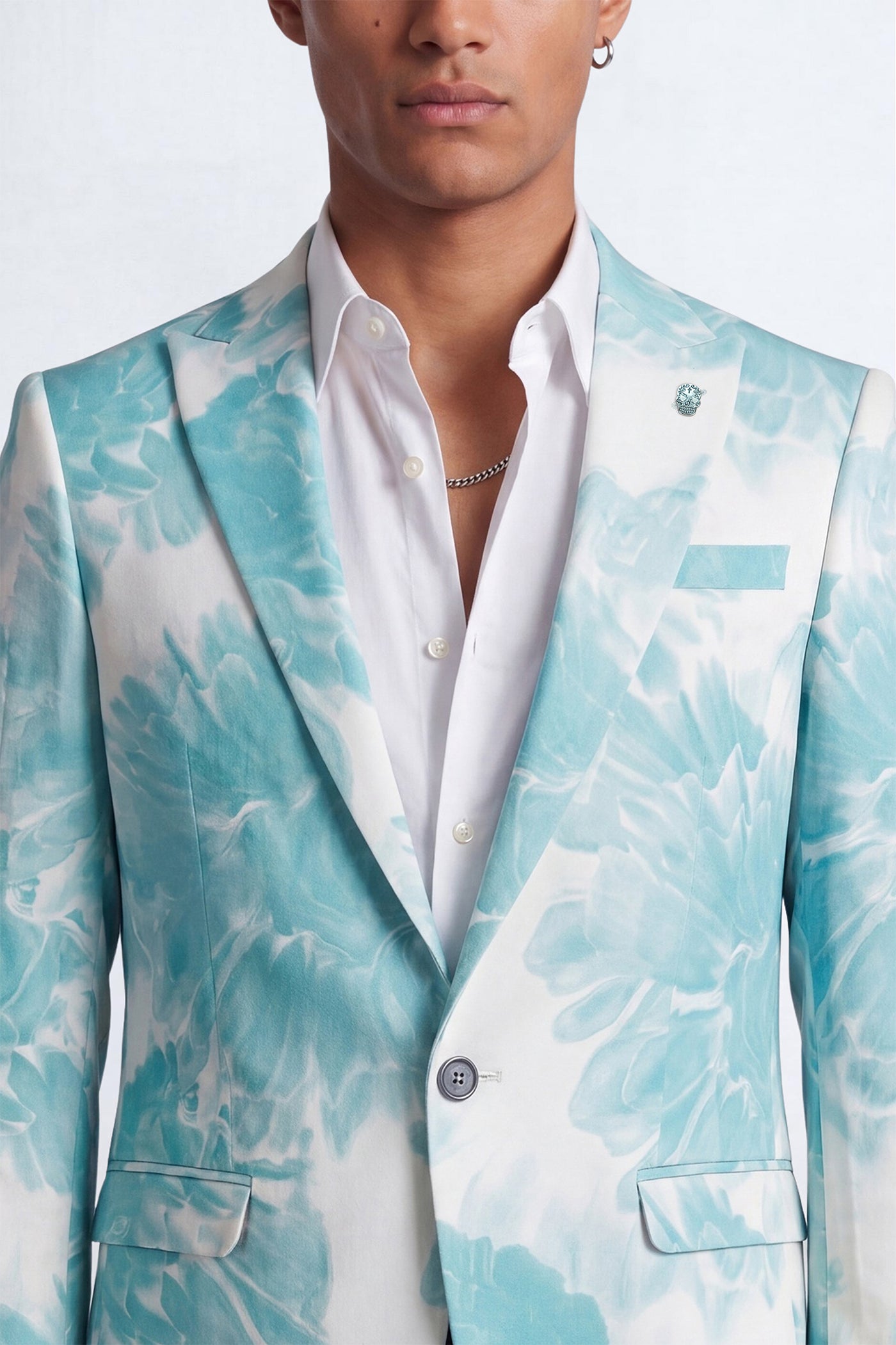 Evelyn Slim Fit Blue Tie-Dye Suit Jacket