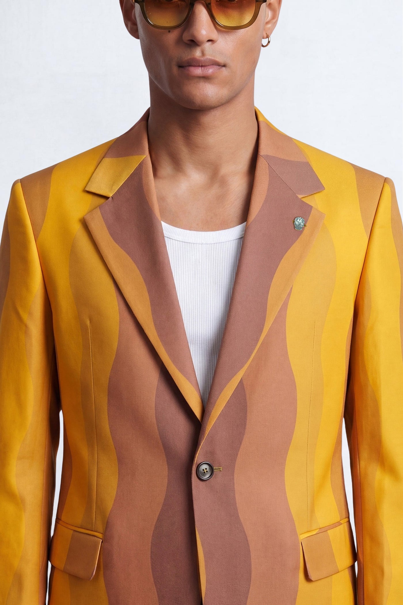 Dylan Mustard Wavy Print Suit