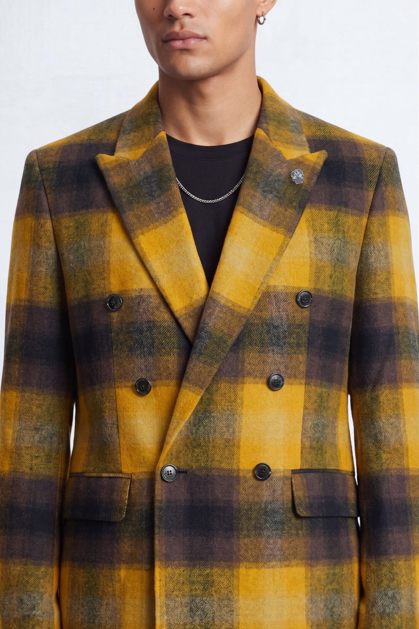 Marty Mustard Check Double Breasted Suit