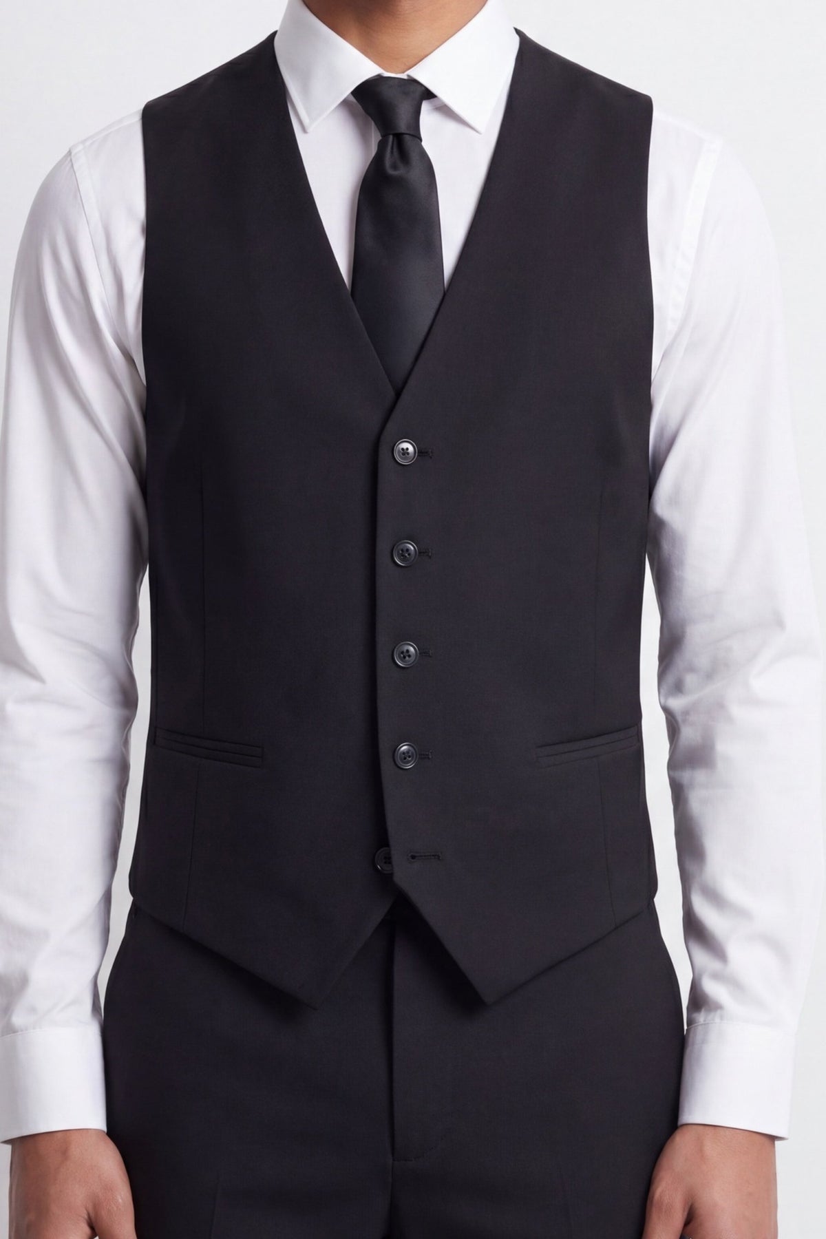 Orwell Slim Fit Black Waistcoat