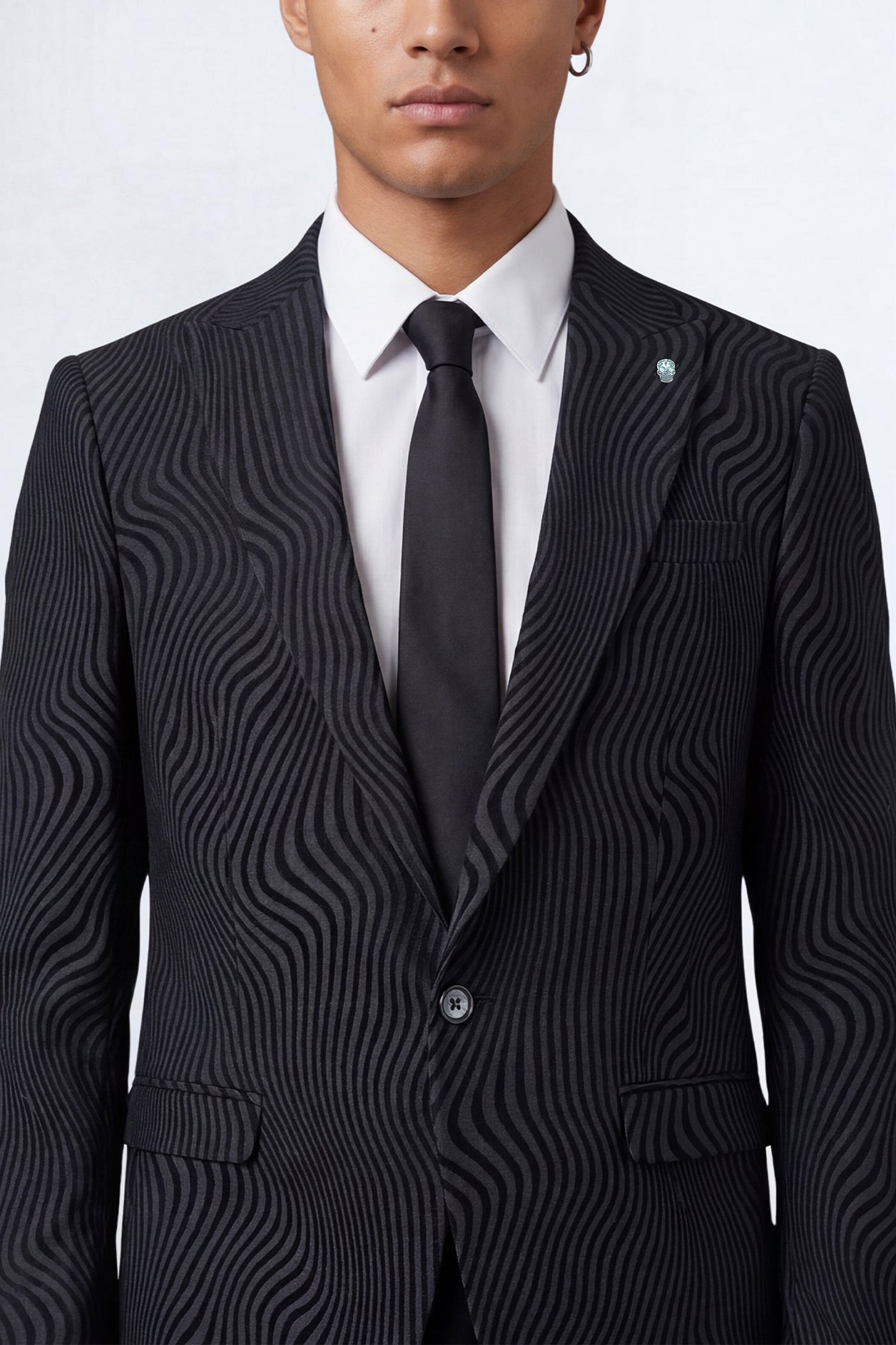 Elio Charcoal Flock Suit Jacket