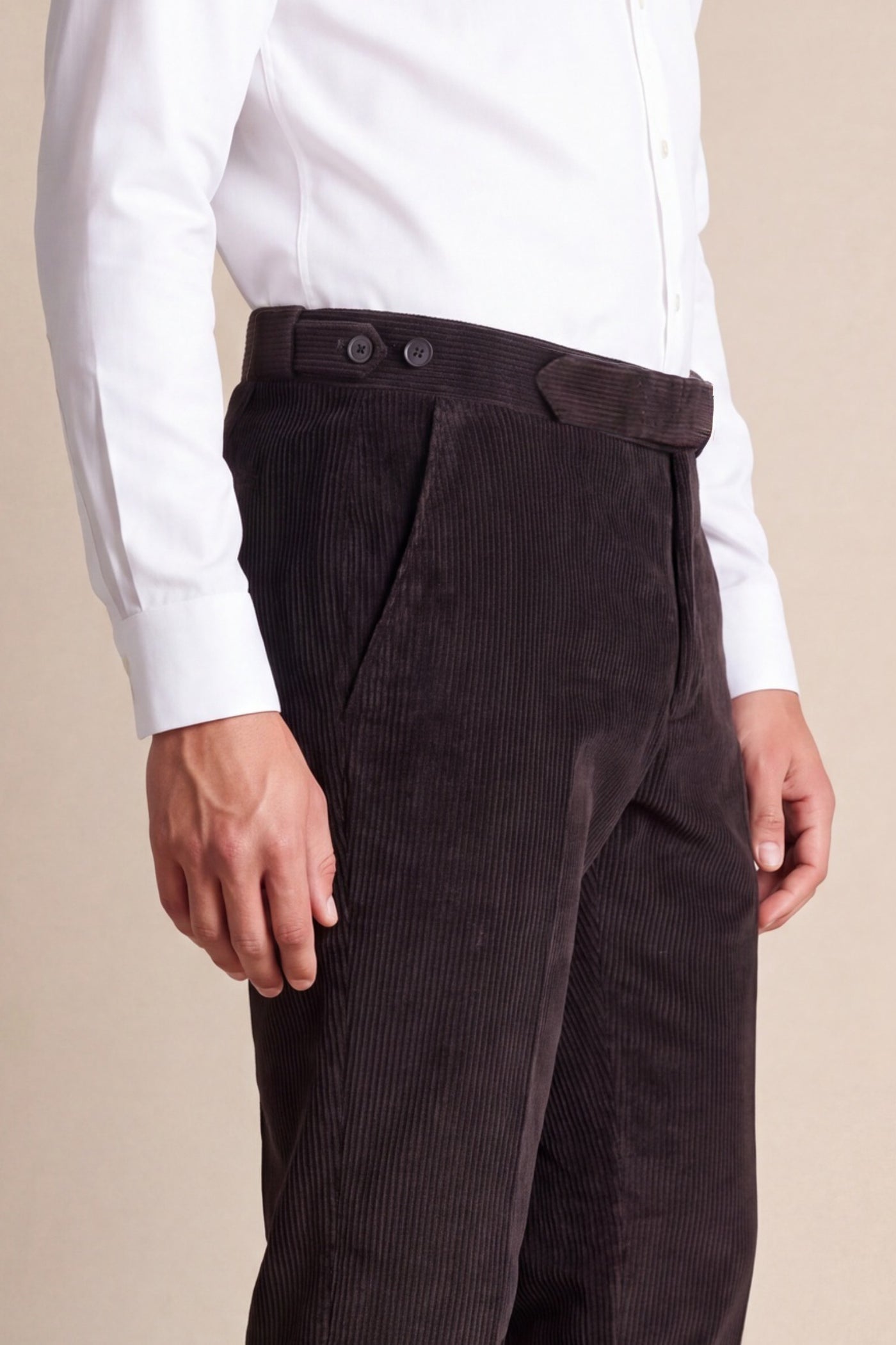 Norton Slim Fit Brown Corduroy Suit Cord Trousers