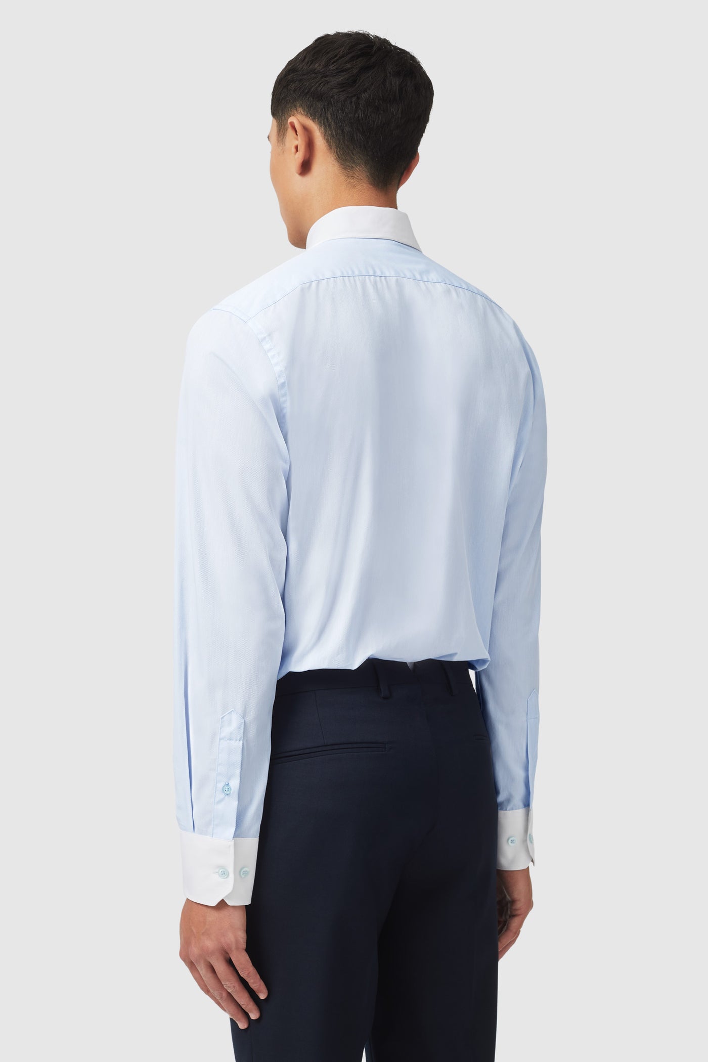 Dumfries Slim Fit Blue Cotton Shirt - ARCHIVE