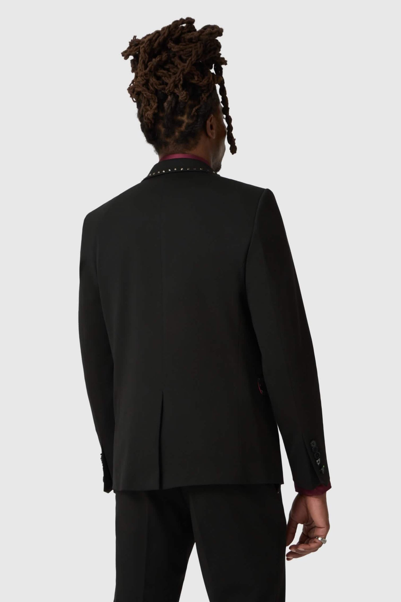 Elmas Skinny Fit Black Metal Studded Suit Jacket