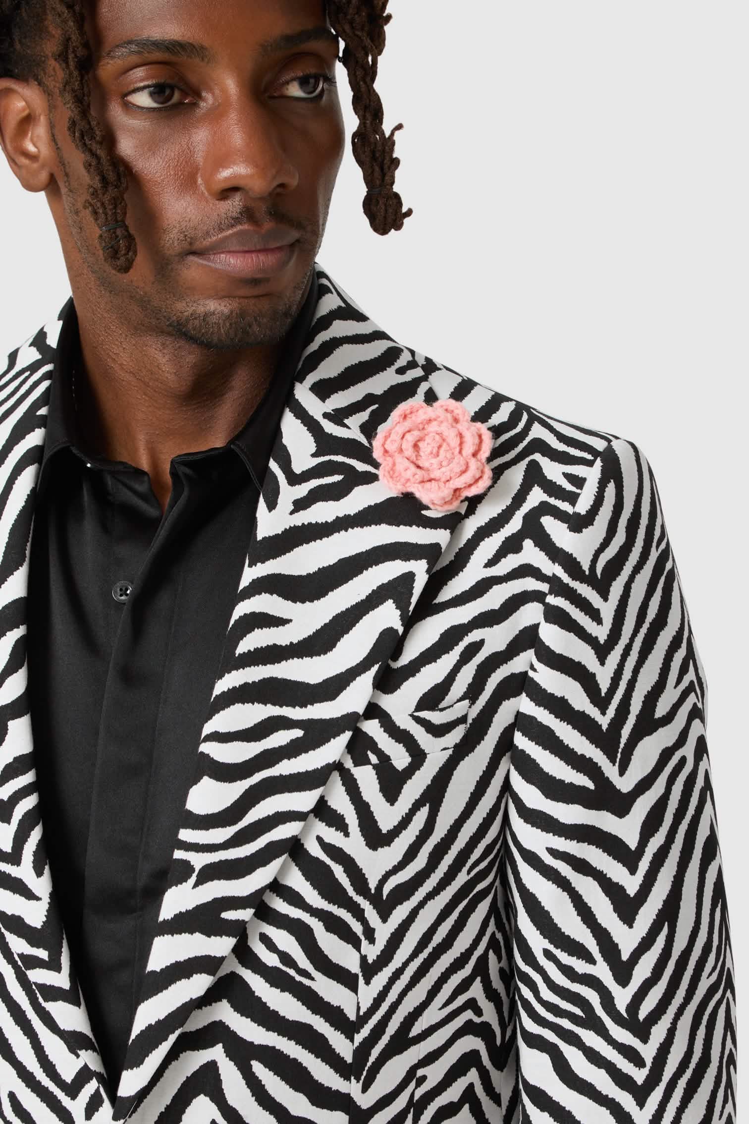 Mens Jacket Zebra Print Suit Jacket Ember Skinny Fit Zebra Print