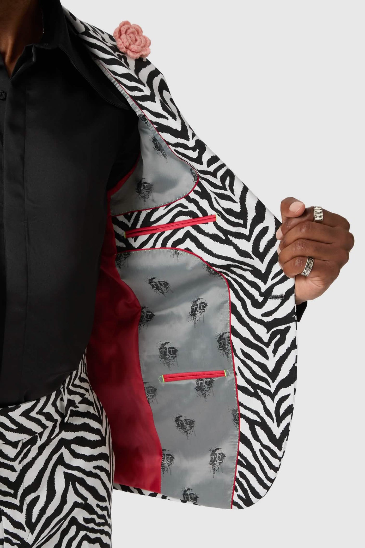 Ember Skinny Fit Zebra Print Suit Jacket