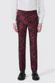 Era Skinny Fit Red Floral Jacquard Tuxedo Trouser