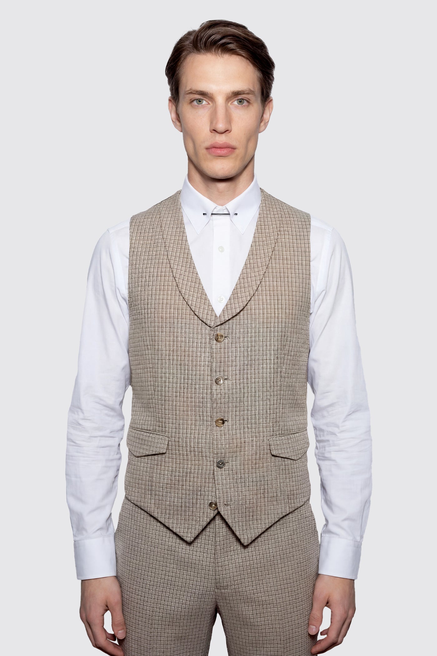 Fraser Slim Fit Brown Check Suit