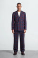 Zac Wine Check Double Breasted Suit Jacket