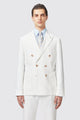 Fairmont Slim Fit White Double Breasted Linen Jacket
