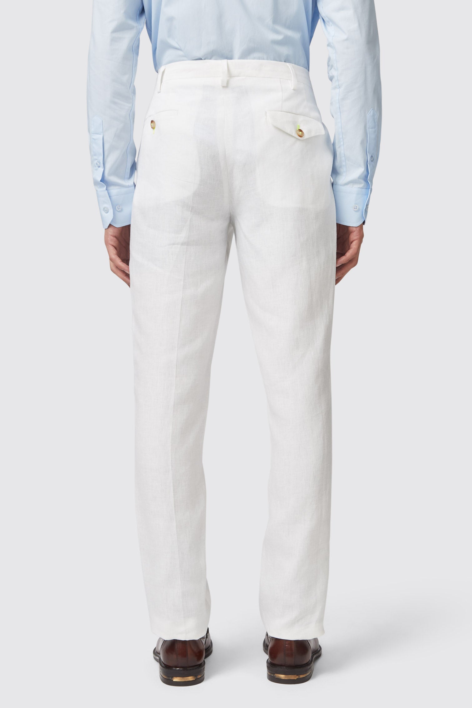 Fairmont Slim Fit White Linen Trousers - Twisted Tailor Fairmont Slim Fit White Linen Trousers - Twisted Tailor