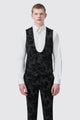 Cipher Skinny Fit Black Floral Tuxedo Waistcoat