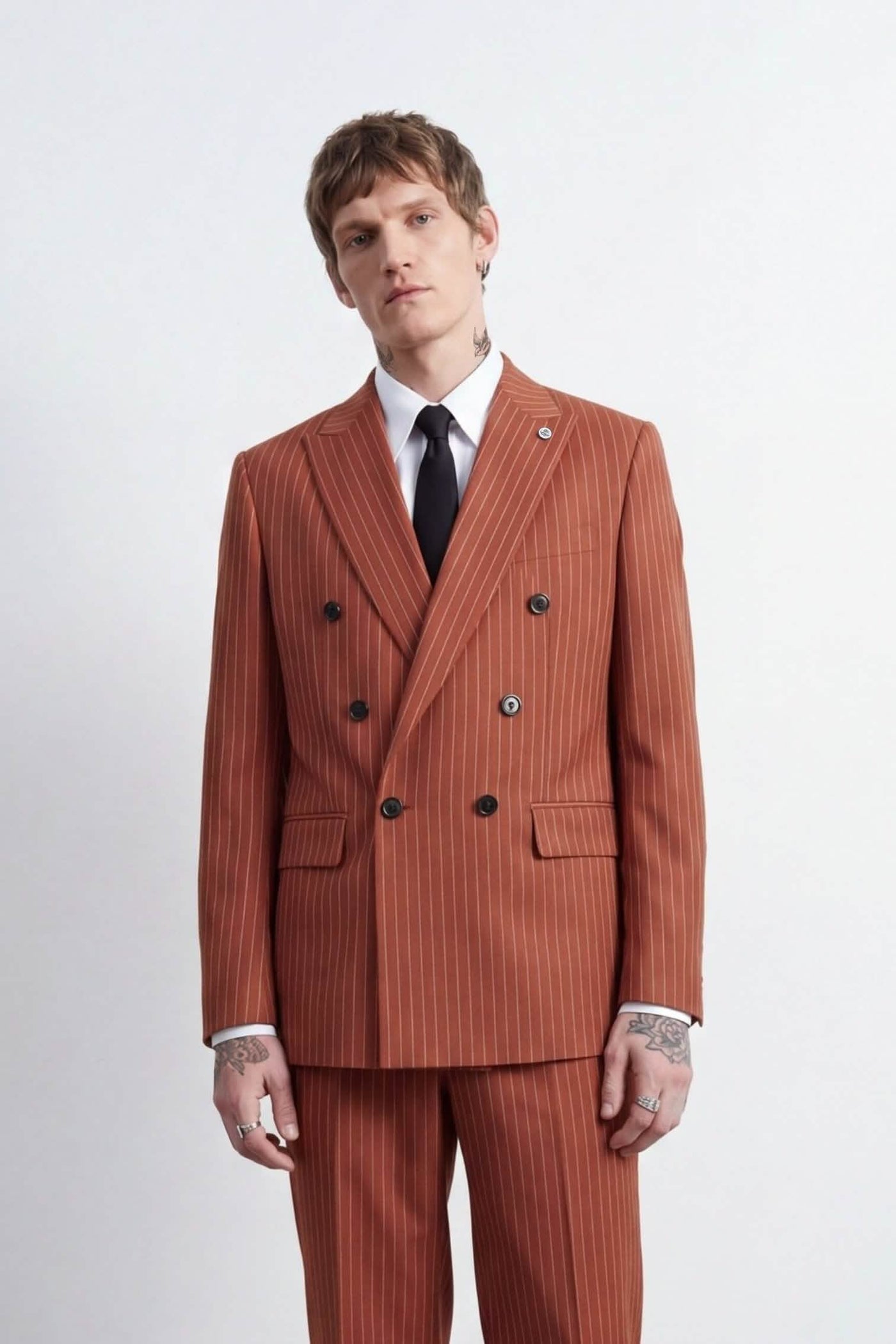 Syrah Relaxed Fit Double Breasted Orange Suit