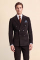 Norton Slim Fit Double Breasted Brown Corduroy Suit Jacket