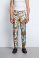 Hirshfield Slim Fit Floral Pink Silver Jacquard Trouser
