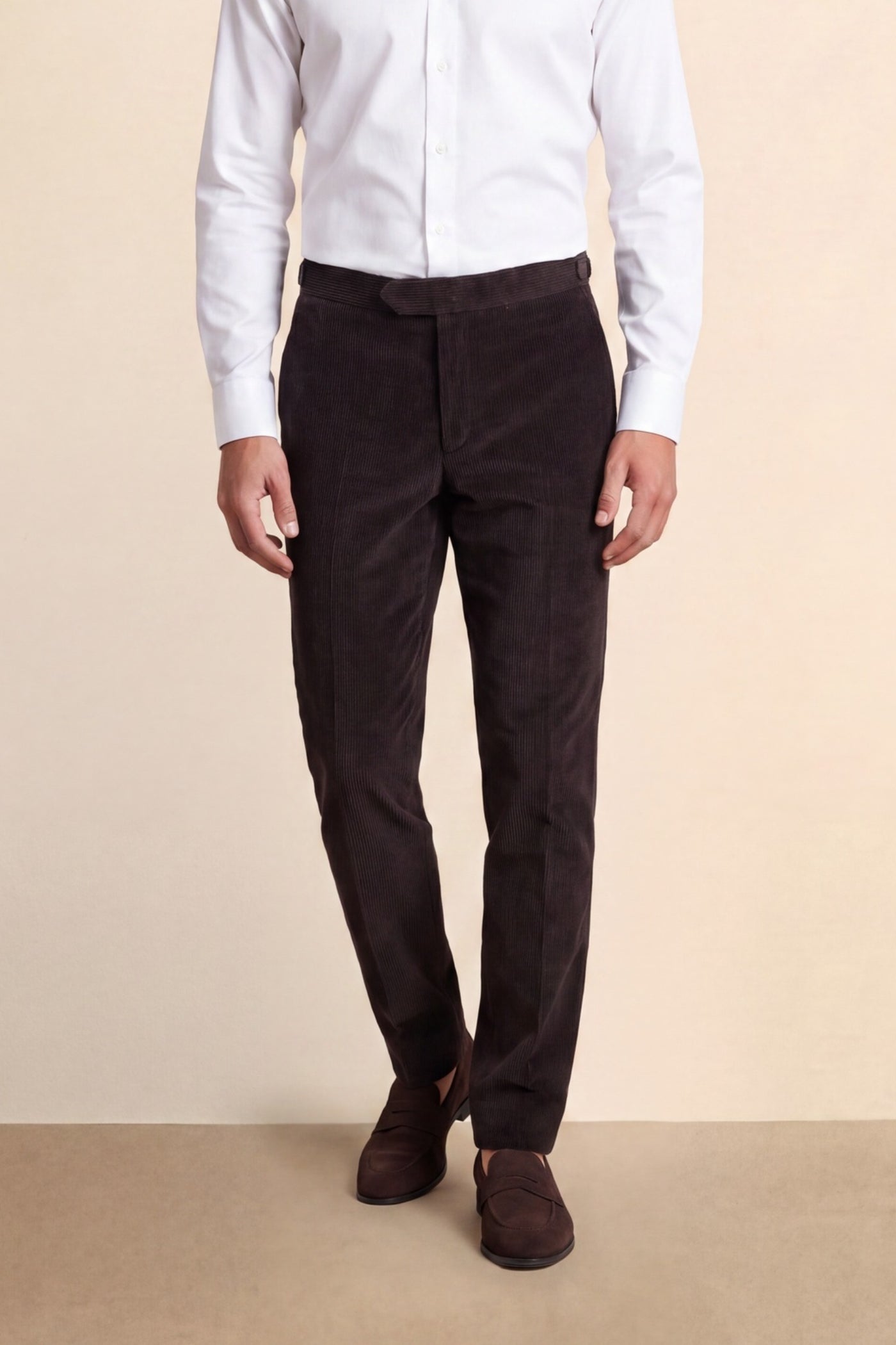 Norton Slim Fit Brown Corduroy Suit Cord Trousers
