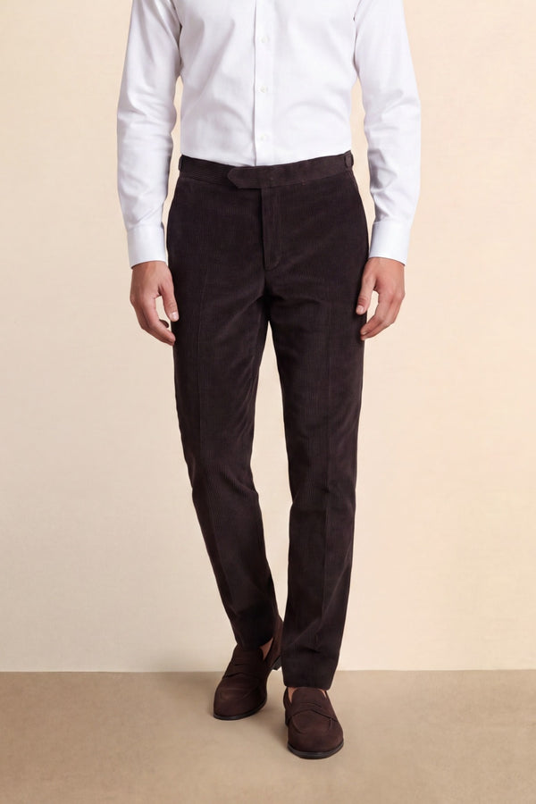Norton Slim Fit Brown Corduroy Suit Cord Trousers