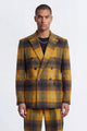 Marty Mustard Check Double Breasted Suit Jacket