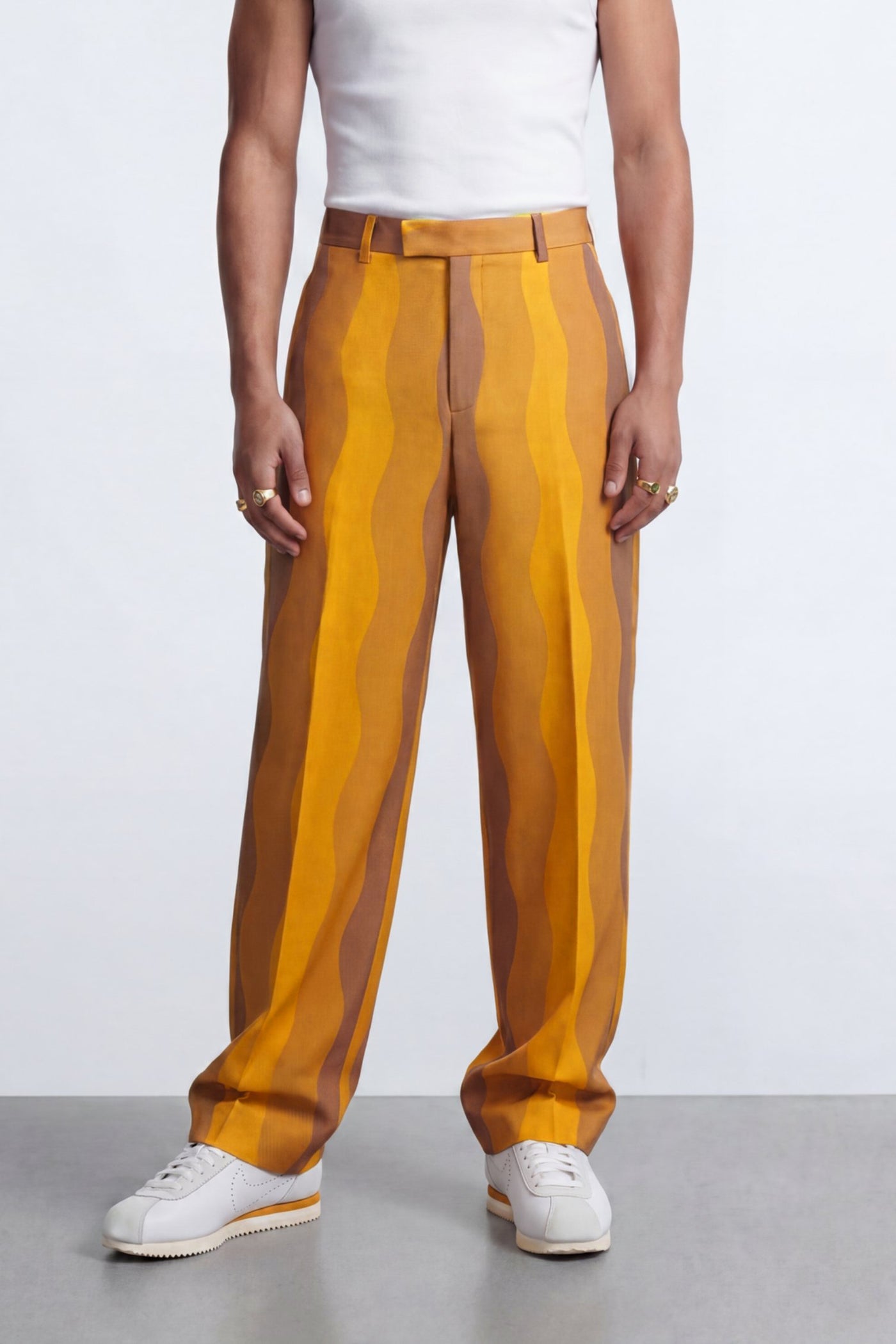 Dylan Mustard Wavy Print Suit