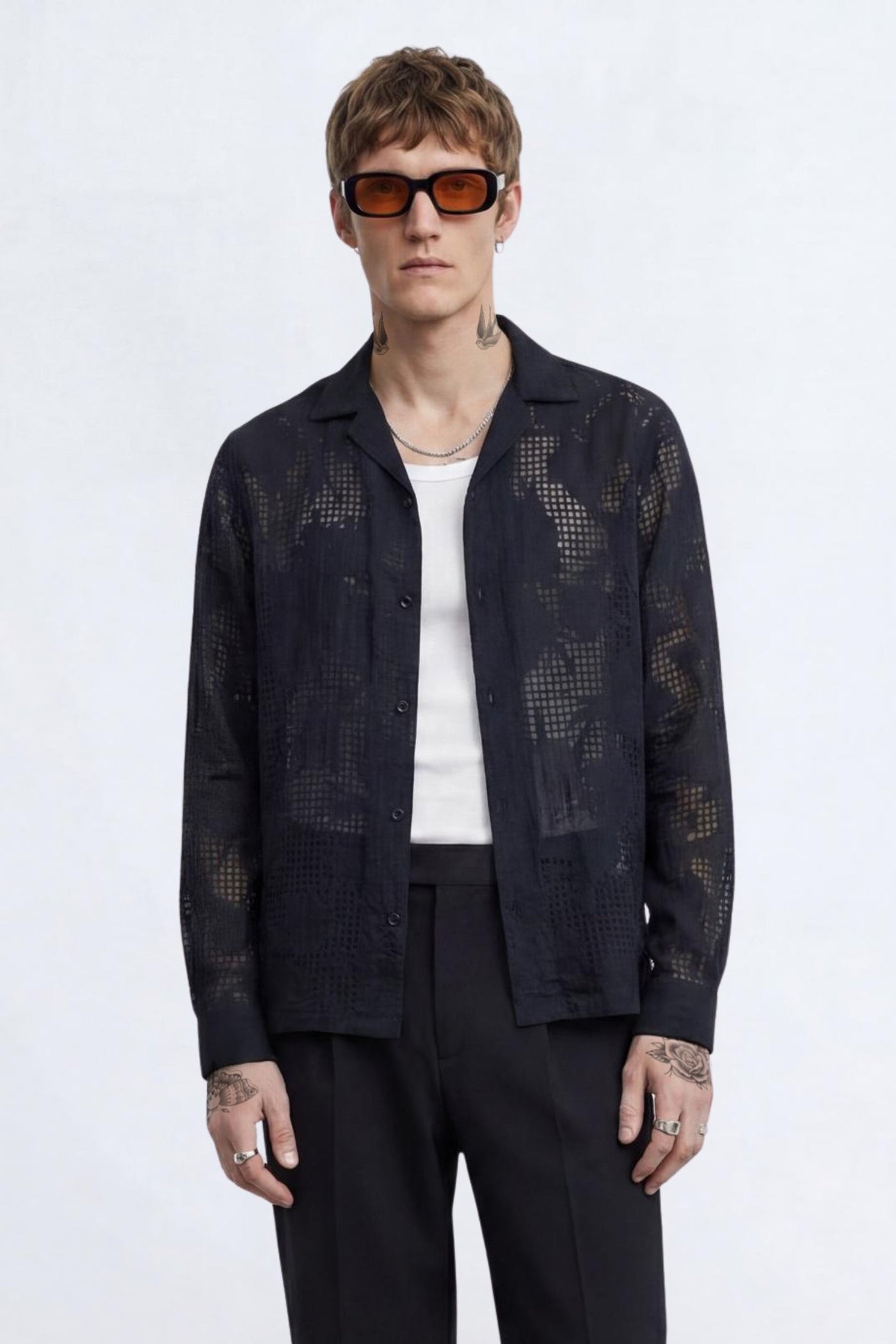 Ethan Relaxed Fit Floral Mesh Shirt