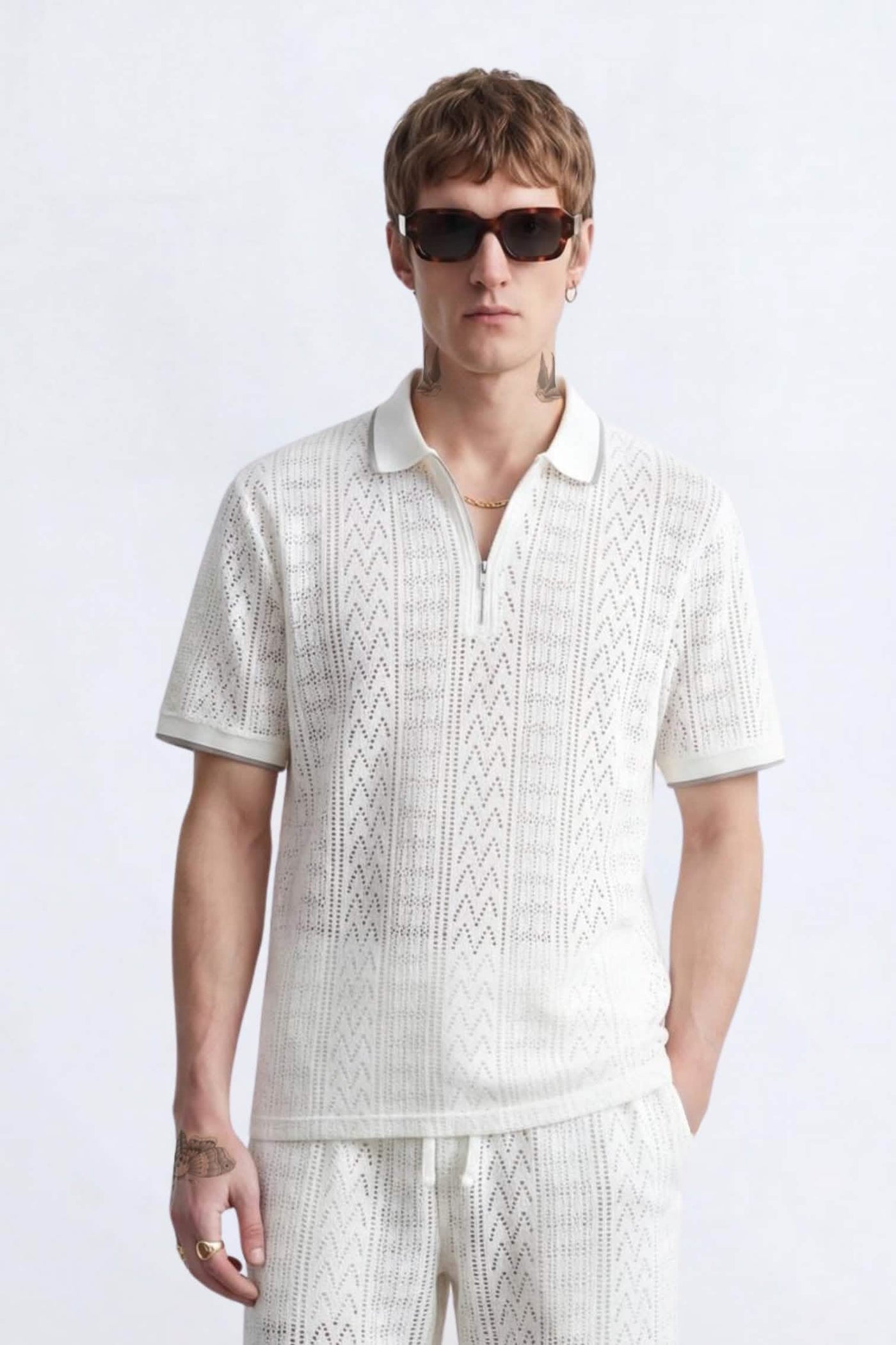 Oscar Cream Tipped Crochet Cotton Co-Ord