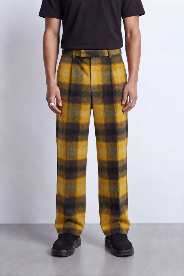 Marty Mustard Check Suit Pants
