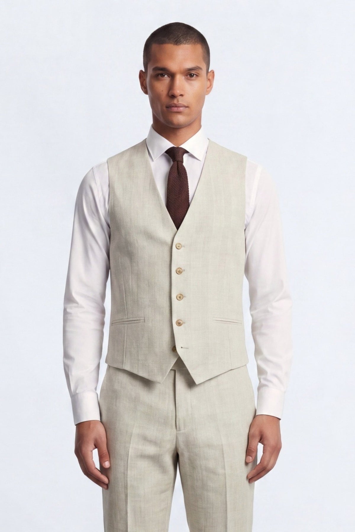Beckford Slim Fit Beige Check Suit
