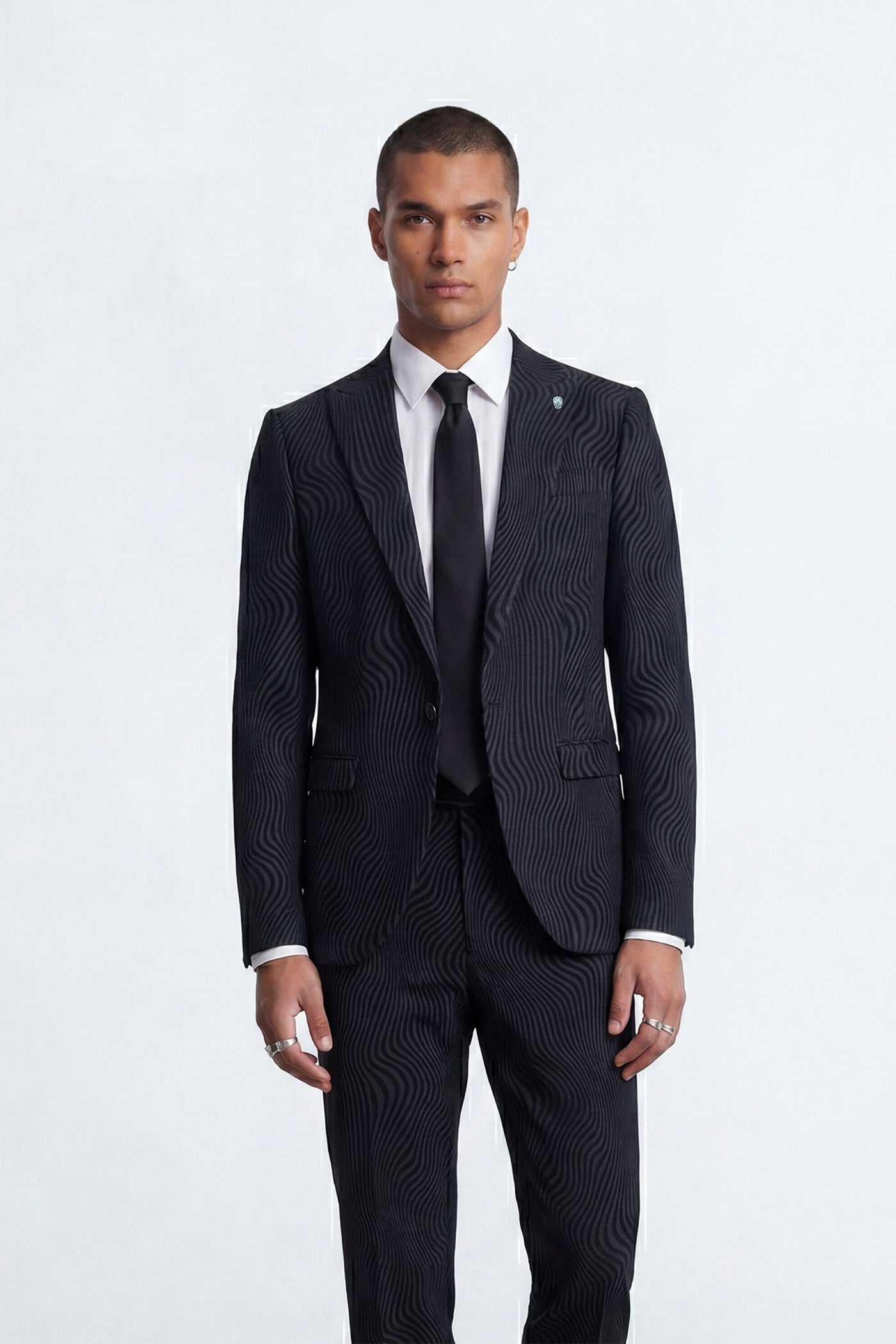 Elio Charcoal Flock Suit Jacket