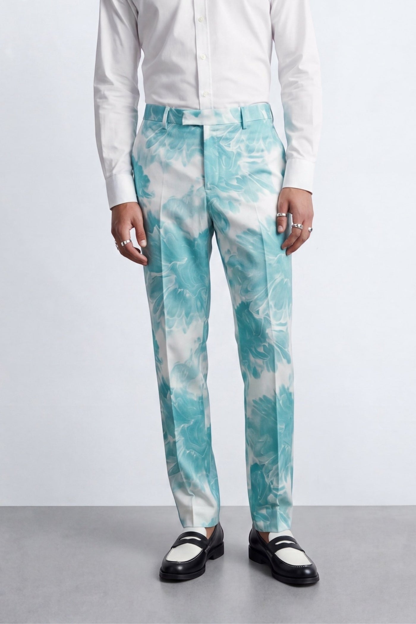 Evelyn Slim Fit Blue Tie-Dye Suit Trousers