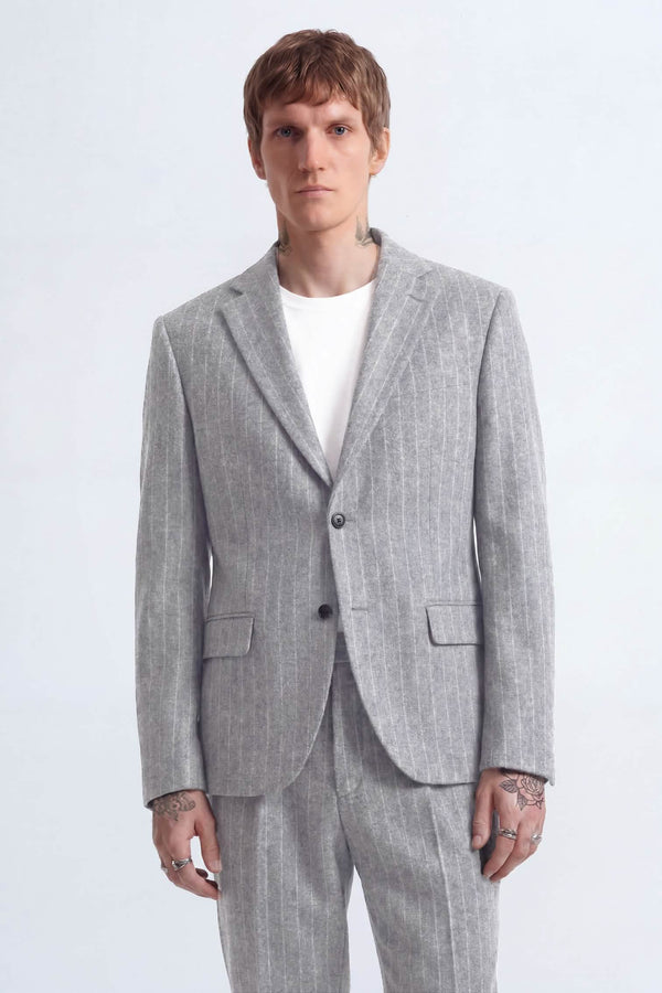 Tyson Relaxed Fit Pinstripe Grey Suit Jacket