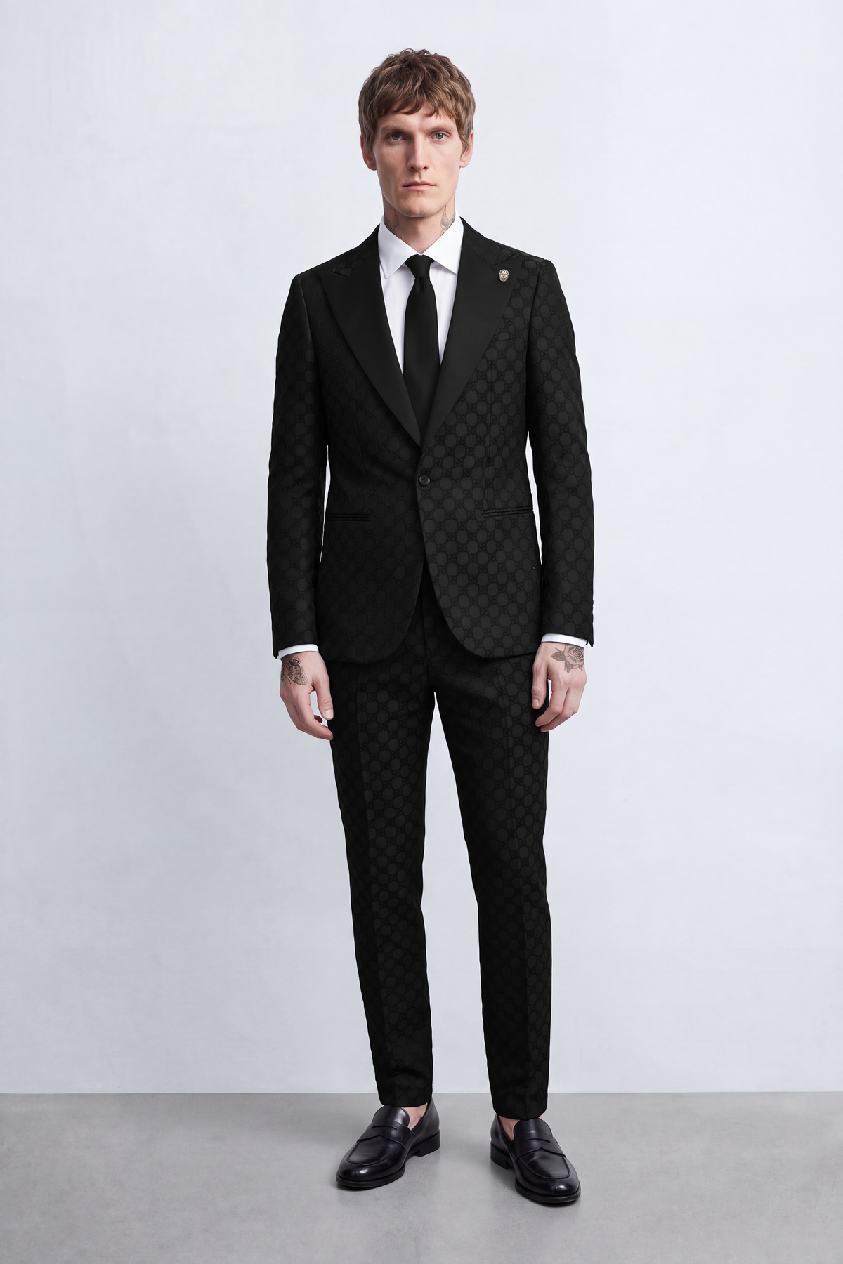 Papatya Slim Fit Black Jacquard Jacket
