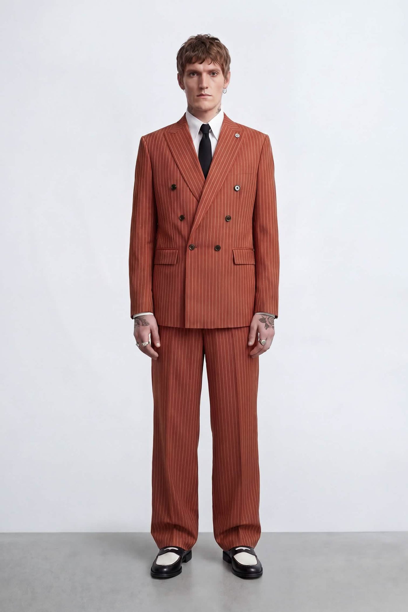 Syrah Relaxed Fit Double Breasted Orange Suit