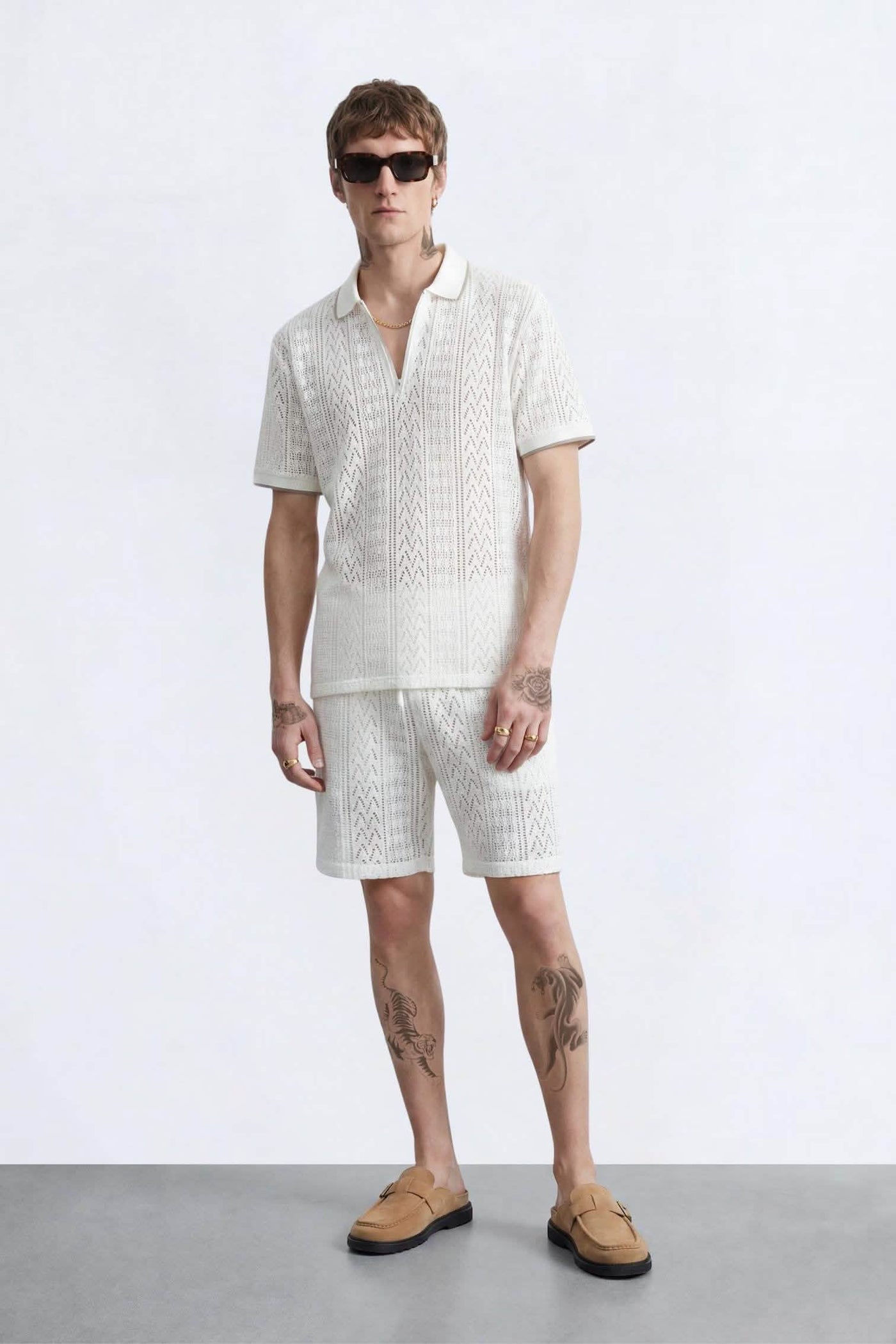 Oscar Cream Tipped Crochet Cotton Co-Ord