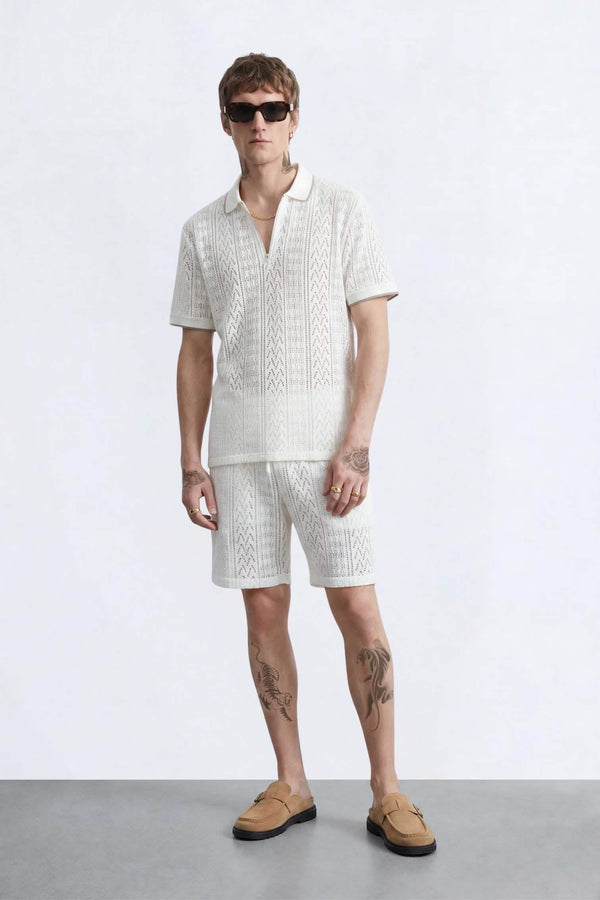 Oscar Cream Tipped Crochet Cotton Co-Ord