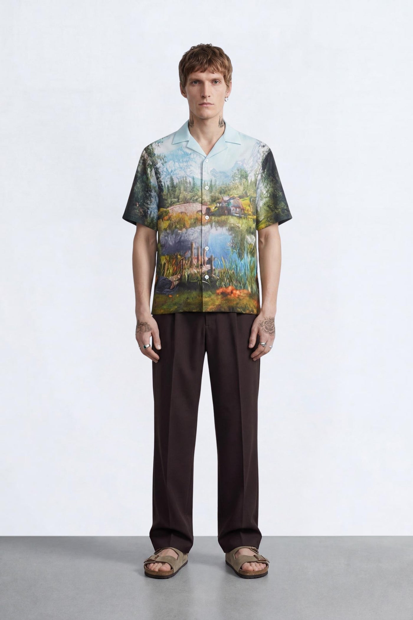 Lorcan Landscape Print Revere Shirt