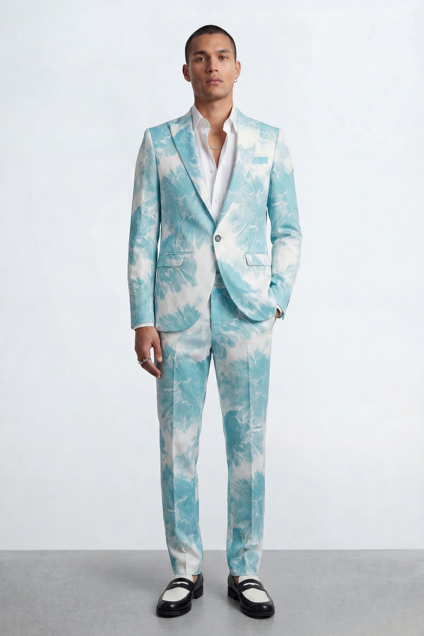 Evelyn Slim Fit Blue Tie-Dye Suit Trousers