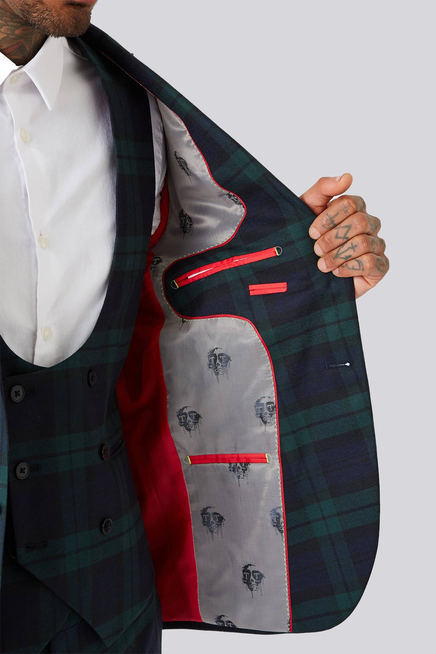 Lennox Skinny Fit Green Tartan Jacket